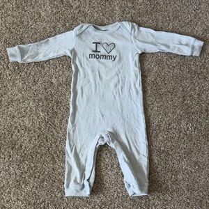 Carter’s baby boy One Piece long sleeve outfit baby blue white stripes 9 months